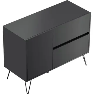 Posseik Sideboard Industrial S 2 Schubladen 1 Tür 100 cm Grafit