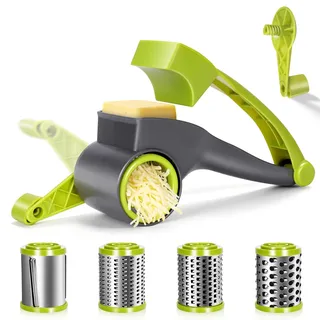 Masthome Käsereibe mit Kurbel,Parmesanreibe mit 4 Edelstahl-Feintrommel,für müheloses Reiben von Hartkäse, Schokolade,Nüssen