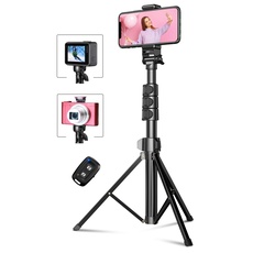 CIRYCASE 142cm Handy Stativ, Erweiterbarer All-in-One Selfie Stick Stativ mit Bluetooth Fernbedienung, Smartphone & Kamera Stative Kompatibel mit iPhone, Galaxy, Perfekt für Selfies/Videoaufnahmen