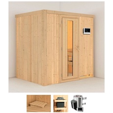 Bild von Sauna »Finja«, (Set), 3,6-kW-Plug & Play Ofen mit externer Steuerung beige