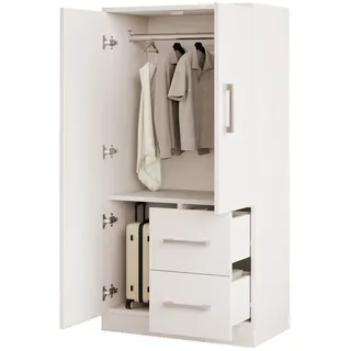 Okwish Kinderkleiderschrank 70 x 135 x 40 cm Kiefer massiv weiß