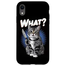 Hülle für iPhone XR Halloween Katze Messer Design Witzige Tier Katzen