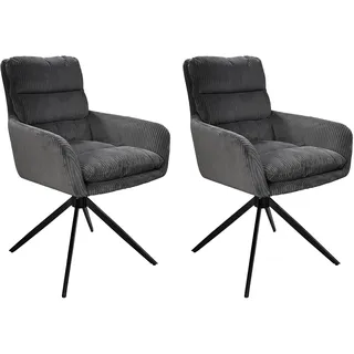 byLIVING Esszimmerstuhl Pura Grob-Cord dunkelgrau 2er Set