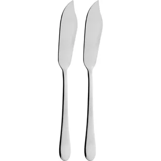 Grunwerg Windsor Carded Neues 2er Set von Fischmessern auf schwarzer/roter Verpackung aus Edelstahl 18/0 – Hochglanzpoliert, kardiert 2FIKWDR/C, Black