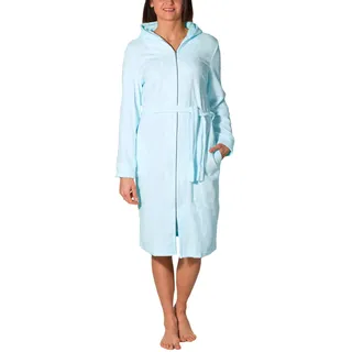 Damenbademantel AQUARTI "Bademantel Aquarti Damen Bademantel mit Reißverschluss Lang" Gr. M, blau (türkis), M, Obermaterial: 40% Baumwolle CO. 40% Viskose CV. 20% Polyester PES., Hausmäntel, Damenbademantel
