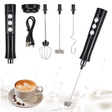 GAESHOW Elektrischer Milchaufschäumer mit Doppeltem Quirl, Handheld Automatischer Eierschläger Milchschüttler USB Aufladen Eierschläger für Kaffee, Latte, Cappuccino, Sahne, Eier Schlagen