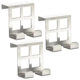 RICOO 3 x Türhaken zum Einhängen Edelstahl Haken Badezimmer MH030Sx3 Garderobenhaken Kleiderhaken Tür Garderobe Bademantel- & Handtuchhaken ohne Bohren Türgarderobe Türhänger Metallhaken Jackenhaken
