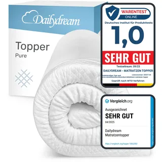 Dailydream Matratzen Topper 80x190cm | Memory Foam | 5cm hoch | Edition Pure, Model M | Zertifiziert & ergonomisch für unbequeme Matratze, Boxspringbett & Gästebett | Mattress Topper 80x190