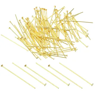 PATIKIL 1,57x0,11 Zoll Kupfer-Kronleuchter-Verbindungsstifte, 200 Stück Kronleuchter-Kristallclips zum Befestigen von Kristallteilen, Kronleuchter-Ersatzteile, Gold
