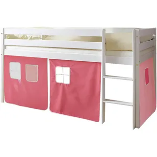 MID.YOU Hochbett Malte 90 x 200 cm Kiefer massiv rosa