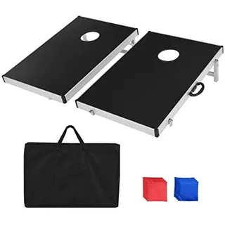 Costway Cornhole Boards, Wurfspiel Geschicklichkeitsspiel für Kinder&Erwachsene, Sandsack Spielbrett mit klappbarem Design & Griff, Strandspiel klassisch für Mehrspieler-Spiele