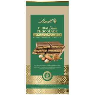 Lindt Dubai Style Chocolate Tafel Mandel Macadamia Packung 150g