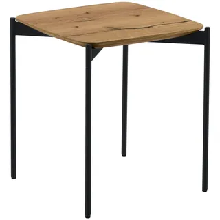 Venjakob Beistelltisch , Schwarz, Eichefarben , Holz, Metall , Wildeiche , furniert , quadratisch , rund , 43x49x43 cm , Goldenes M , Wohnzimmer, Wohnzimmertische, Beistelltische, Beistelltische Metall