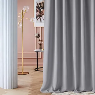 ROOM99 Vorhang mit Kräuselband Laurel 140 x 250 cm Hellgrau, 1 Stück | Verdunkelung Blickdicht Schiebegardinen Curtain Wohnzimmer Schlafzimmer für Schienensystem