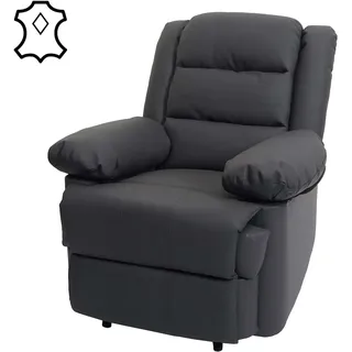 Mendler Fernsehsessel HWC-G15, Relaxsessel Liege Sessel, Leder + Kunstleder 101x87x100cm ~ Grau
