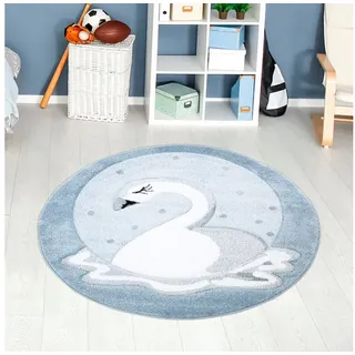 Carpet City »Bueno Kids 1315«, rund, Spielteppich, Schwan, 3D-Effekt, Weicher Flor, Pflegeleicht
