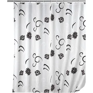 WENKO 19503100, Duschvorhang 180 x 200 cm, Flower Black