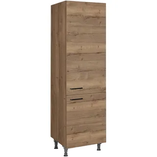 Nobilia Geschirrschrank , Eiche dunkel , Metall , 5 Fächer , nur wie online abgebildet bestellbar , 60x216.6x58 cm , Blauer Engel, Pefc, Goldenes M, Made in Germany, DGM-Klimapakt , Küchen, Küchenmöbel, Küchenschränke, Geräteumbauschränke