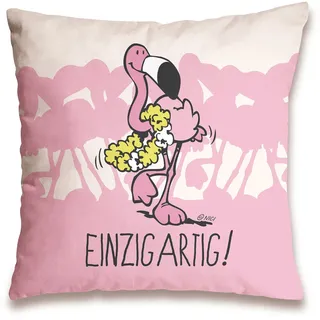 Nici 41940 Flamingo Baumwollkissen „Einzigartig“, 37 x 37 cm
