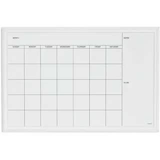 U Marken Magnetische Tafelfolie Wandtafel Kreidetafel, 50,8 x 76,2 cm, weiß Holz Rahmen Kalender, trocken abwischbar