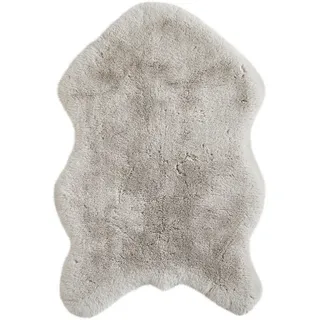 Novel Kunstfell , Silberfarben , Textil , Tierform , 60x90 cm , waschbar, pflegeleicht , Teppiche und Böden, Teppiche, Schaffelle & Kuhfelle