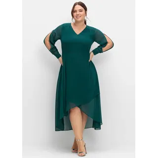 Abendkleid "Abendkleid", Damen, Gr. 48, Normalgrößen, grün (dunkelgrün), 100% Polyester, unifarben, lang, V-Ausschnitt, Kleider Abendkleid