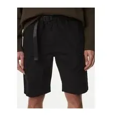 Mens M&S Collection Belted Cargo Shorts with StormwearTM - Black, Black - M