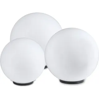 H4L Kugelleuchte 3er Set 30/40/50cm weiß Kugellampen Aussenleuchte E27 o. Anschlußkabel - Weiß