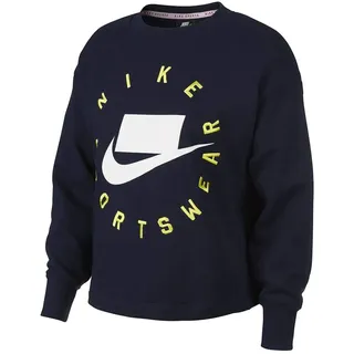 Nike Damen W NSW Crew FLC FT BF Long Sleeved T-Shirt, Obsidian, M