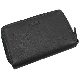 Echt Leder Kredit- und Visitenkartenetui 13 Fächer mit RFID & NFC Schutz in Schwarz (Schwarz)