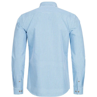 Trachtenhemd NÜBLER "Trachtenhemd langarm Rudi", Herren, Gr. XL, EURO, blau, Obermaterial: 70% Baumwolle CO. 30% Polyester PES., Hemden Trachtenhemd