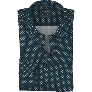 Langarmhemd OLYMP "Luxor", Herren, Gr. 41, Verlängerter Arm, marine, Web, Obermaterial: 100% Baumwolle, gemustert, normal, 2-Knopf-Manschette, Hemden Langarmhemd, modern fit, New-Kentkagen, Businesshemd, extra langer Arm