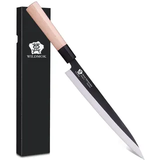 WILDMOK Sashimi-Messer 25,5 cm – Perfektes Yanagiba-Messer zum Schneiden von Sushi, Filetieren und Zerteilen von Fisch – Klinge aus deutschem Stahl und traditioneller Holzgriff