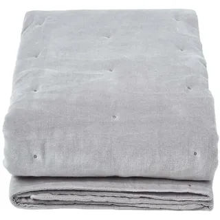 Homescapes Samt-Kuscheldecke 120/150 cm, Baumwolle wattiert , Hellgrau , Textil , Uni , Rechteckig , 125x150 cm , Oeko-Tex® , Heimtextilien, Wohntextilien, Decken, Kuscheldecken