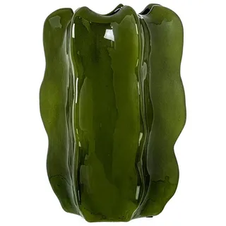 Kaktus Vase aus Keramik, Dunkelgrün, glänzend, 30 x 18 x 18 cm