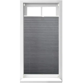 Relaxdays Plissee Rollo ohne Bohren, Klemmfix zum Kleben, BxH: 90 x 210 cm | Faltrollo lichtdurchlässig, Faltstore grau