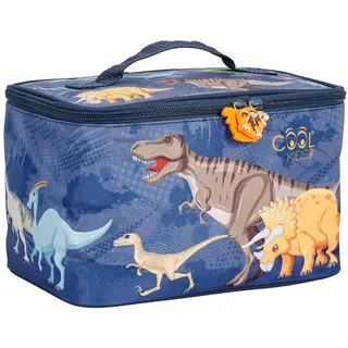 PERLETTI Thermo Lunchbox für Jungen mit Pirat Dinosaurier - Blaue Brotdose 5L für Kinder Kindergarten Grundschule - Isolierte Lunchbag Brotbeutel Weich für Reisen - 15x23x15 cm (Dinosaurier)