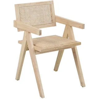 SIT Armlehnstuhl, gepolsteter Sitz, Rücken und Sitz mit Rattan, beige