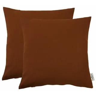 Dekokissen TOM TAILOR HOME "Dove" Gr. 1, braun (dunkelbraun, unifarben), B:38cm L:38cm, Baumwolle, Dekokissen_Sitzkissen_Kissenhüllen, Dekokissen, unifarben, Kissenhüllen ohne Füllung, 2er Pack