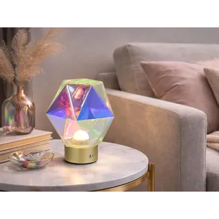 Kleine Akku Tischlampe kabellos mit Glasschirm bunt, per USB aufladbar Höhe 17cm