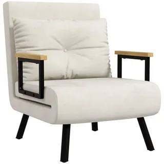 Homcom Schlafsessel 63 x 81 x 73 cm Cremeweiß mit Kissen