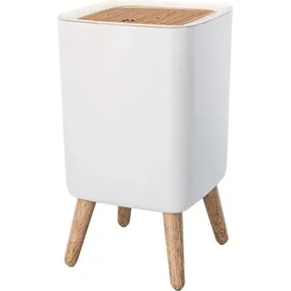 Badezimmer Mülleimer, MALMO SQUARE, 10L, Holz Design, Push, Geräuschlose Schließung, 21.3x21.3xH33.2 cm - Bunt