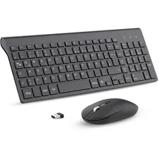 cimetech Tastatur Maus Set Kabellos, 2.4G Ultraslim Kabellose Tastatur mit Funkmaus, QWERTZ Deutsches Layout, 10m Reichweite, für PC, Desktop, Notebook, Laptop, Windows