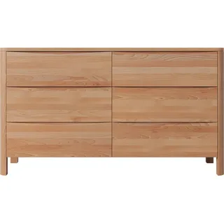 Visby Modena Moderne Kommode mit 6 Schubladen / Minimalistische Kommode aus Holz / Naturfarben / 150,5x91,5 CM