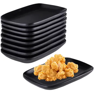 imposyu 8 Stück Klein Teller Schwarz Matt Eckig Dessertteller | Kuchenteller Platzteller Schwarz 15,5x9x1,8cm Rechteckig Servierplatte für Sushi Dessert Kuchen Usw