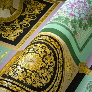A.S. Création VERSACE WALLPAPER Barock Luxus Tapete 10,05 x 0,70 m 10 m beige/gold/lila/schwarz 387041