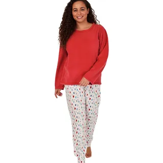 Indigo Sky Damen Women's Gemma Cosy Fleece Cuffed Pyjama Pyjamaset, Spice Red Splat Spot, 14-16