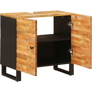 vidaXL Waschbeckenschrank Natur 62 x 33 x 58 cm Massivholz Mango - Braun
