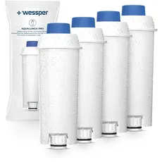 Wessper 4 Pack Wasserfilter für Delonghi Kaffeemaschinen DLSC002, SER3017 & 5513292811 - Kompatibel mit ECAM, ESAM, ETAM Serie | Passt zu Dinamica, PimaDonna | Erhöht die Lebensdauer des Gerätes