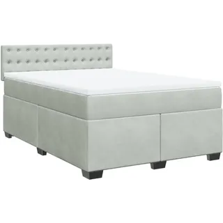 vidaXL Boxspringbett mit Matratze Hellgrau 160x200 cm Samt